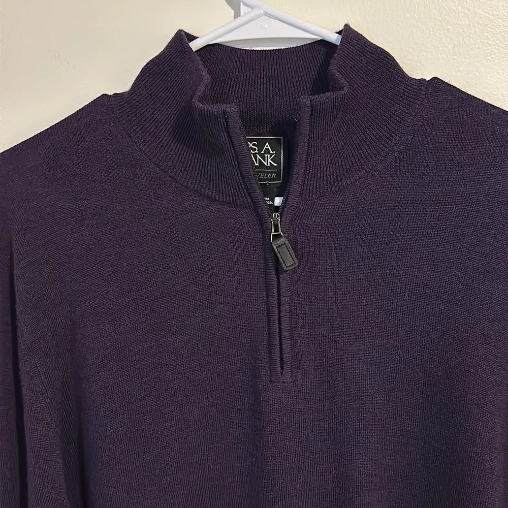 JOS A BANK Traveler Mens Merino Wool 1/4 Zip Cardigan Sweater 31608 Size L